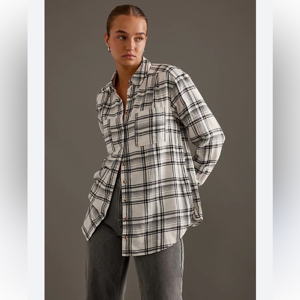 Anthropologie Pilcro The Hadley Plaid Shirt M